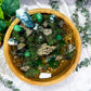 Fortune Grove | Extra Large Money Bowl Altar with Moss Agate, Green Aventurine, Pyrite and Five Tealight Holders