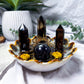Smoky Quartz Tealight Holder | Grounding Crystal Candle Bowl with Comfrey Root | Protection & Stability Altar Decor