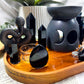 Obsidian Crystal Altar | Detached Oil Burner, Double Tealight & Incense Holder
