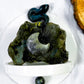 Labradorite Snake Wall Altar | Ceramic Tealight Holder with Moon, Slab, Sphere, and Silver Sun Charm
