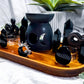 Obsidian Crystal Altar | Detached Oil Burner, Double Tealight & Incense Holder