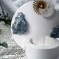 Peace and Dreams Mini Altar | White 3.5in Round with Celestite Clusters, Clear Quartz Moon and Gold Sun