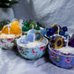 Teacup Crystal Ritual Candles | Floral Crystal Candles for Abundance, Clarity, Joy, Intuition, Wisdom & Peace