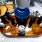 Blue Goldstone & Moonstone Crystal Altar | Detached Moon Phase Oil Burner, Double Tealight & Incense Holder