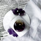 Intuition and Protection Mini Altar | White 3.5in Round with Amethyst Druzy, Amethyst Moon and Gold Sun
