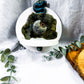 Labradorite Snake Wall Altar | Ceramic Tealight Holder with Moon, Slab, Sphere, and Silver Sun Charm
