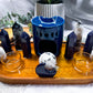 Blue Goldstone & Moonstone Crystal Altar | Detached Moon Phase Oil Burner, Double Tealight & Incense Holder