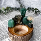 Wooden Tealight Holders for Ritual Balance | Crystal Moons, Towers & Sun Charms