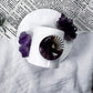 Intuition and Protection Mini Altar | White 3.5in Round with Amethyst Druzy, Amethyst Moon and Gold Sun