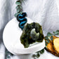 Labradorite Snake Wall Altar | Ceramic Tealight Holder with Moon, Slab, Sphere, and Silver Sun Charm