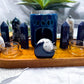 Blue Goldstone & Moonstone Crystal Altar | Detached Moon Phase Oil Burner, Double Tealight & Incense Holder
