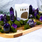 Violet Veil Altar | Amethyst Crystal Altar | Intuition & Calm Ritual Altar with Moon Phase Oil Burner