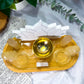 Moonwashed Offering | Selenite Altar with Lotus Tarot Holder, Double Tealight Holders and Gold Offering Bowl