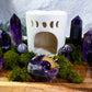 Violet Veil Altar | Amethyst Crystal Altar | Intuition & Calm Ritual Altar with Moon Phase Oil Burner