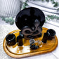 Obsidian Tarot Altar | Double Chime Candle Holder | Crystal Protection Altar | Handmade Witchcraft Decor | 7.5 x 4.5 Inch