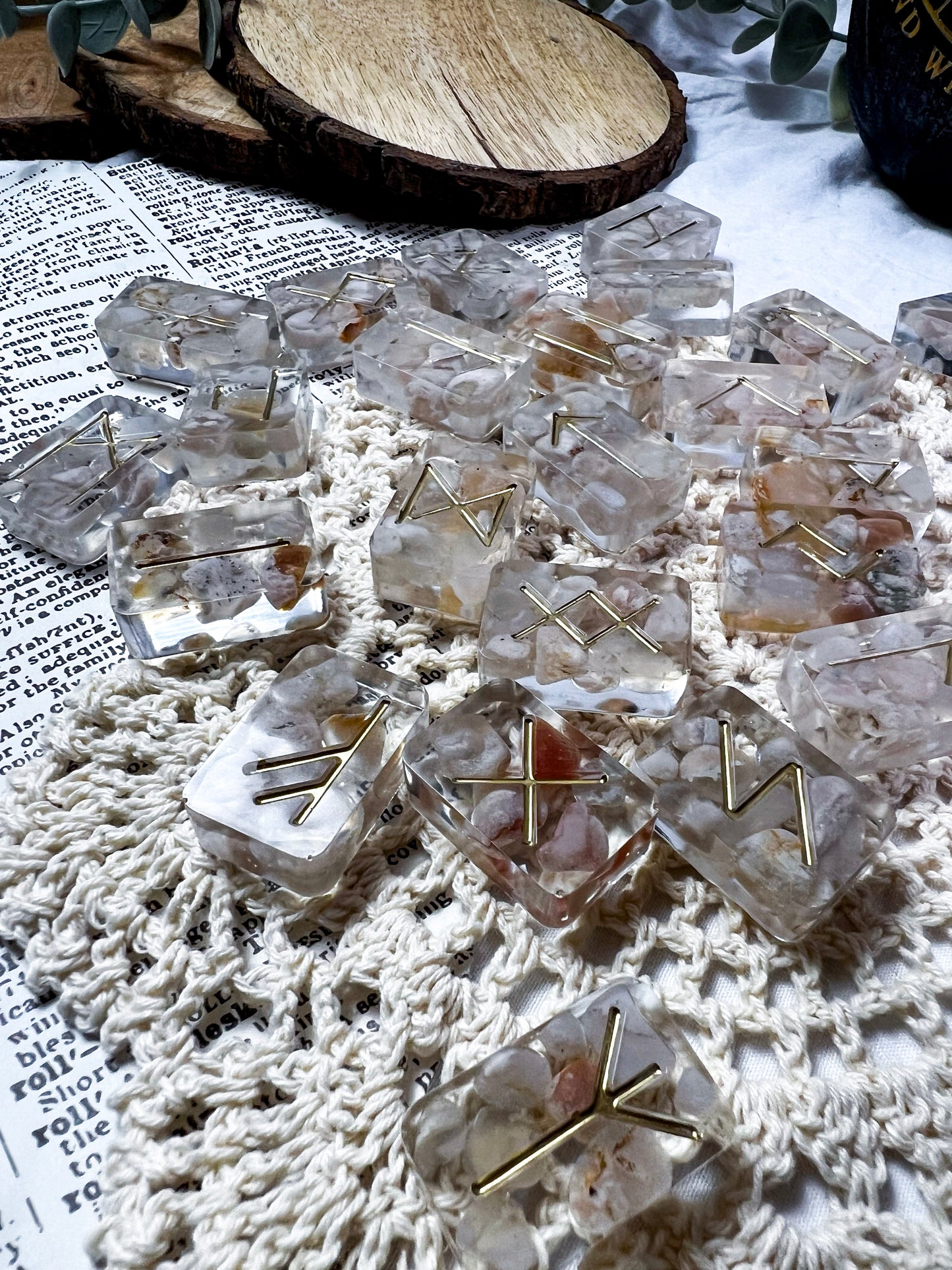 Flower Agate Crystal Runes | Limited Time