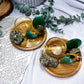Green Aventurine & Pyrite Tealight Incense Holder | Mini Money Altar | Abundance Crystal Decor