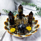 Smoky Quartz Tealight Holder | Grounding Crystal Candle Bowl with Comfrey Root | Protection & Stability Altar Decor