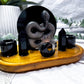 Obsidian Tarot Altar | Double Chime Candle Holder | Crystal Protection Altar | Handmade Witchcraft Decor | 7.5 x 4.5 Inch