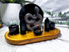 Obsidian Tarot Altar | Double Chime Candle Holder | Crystal Protection Altar | Handmade Witchcraft Decor | 7.5 x 4.5 Inch