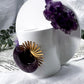 Intuition and Protection Mini Altar | White 3.5in Round with Amethyst Druzy, Amethyst Moon and Gold Sun