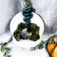 Labradorite Snake Wall Altar | Ceramic Tealight Holder with Moon, Slab, Sphere, and Silver Sun Charm
