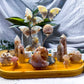 Flower Agate Crystal Altar with Butterfly Sphere Holder | Double Tealight & Double Chime Candle Holder