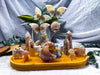 Flower Agate Crystal Altar with Butterfly Sphere Holder | Double Tealight & Double Chime Candle Holder