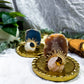 Dual Veil Mini Altar Set | Flower Agate & Rose Quartz OR Angelite & Clear Quartz with Chime & Incense Holder