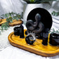 Obsidian Tarot Altar | Double Chime Candle Holder | Crystal Protection Altar | Handmade Witchcraft Decor | 7.5 x 4.5 Inch