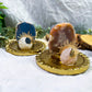 Dual Veil Mini Altar Set | Flower Agate & Rose Quartz OR Angelite & Clear Quartz with Chime & Incense Holder