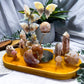 Flower Agate Crystal Altar with Butterfly Sphere Holder | Double Tealight & Double Chime Candle Holder
