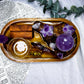 Amethyst Tarot & Tealight Altar | Crystal Sphere, Moon & Incense Holder | Handmade Meditation Altar | 7.5 x 4.5 Inch