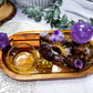 Amethyst Tarot & Tealight Altar | Crystal Sphere, Moon & Incense Holder | Handmade Meditation Altar | 7.5 x 4.5 Inch