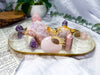 Self Comfort | Rose Quartz, Pink Amethyst, Pink Opal and Amethyst Altar Tray with Double Tarot and Double Tealight Holders, Crystal Altar Decor