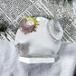 Love and Healing Mini Altar | White 3.5in Round with Rose Quartz Moon and Quartz Geodes