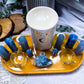 Blue Calcite, Angelite & Celestite Crystal Altar | Detached Oil Burner, Double Tealight & Double Chime Holder