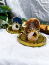 Dual Veil Mini Altar Set | Flower Agate & Rose Quartz OR Angelite & Clear Quartz with Chime & Incense Holder