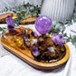 Amethyst Tarot & Tealight Altar | Crystal Sphere, Moon & Incense Holder | Handmade Meditation Altar | 7.5 x 4.5 Inch