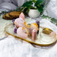Self Comfort | Rose Quartz, Pink Amethyst, Pink Opal and Amethyst Altar Tray with Double Tarot and Double Tealight Holders, Crystal Altar Decor