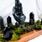 Black Hand Ward Altar | Black Tourmaline Protection Altar | Obsidian Ritual Altar with Palmistry Hand, Tealight Holders & Incense