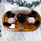 Rose Quartz & Obsidian Lovers Mini Altar | Crystal Chime Candle & Incense Holder | Handmade Love Altar | 7.5 x 4.5 Inch