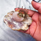 Pink Amethyst Tarot Card Holder | Rose Quartz Moon Display Stand