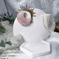 Love and Healing Mini Altar | White 3.5in Round with Rose Quartz Moon and Quartz Geodes