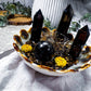 Smoky Quartz Tealight Holder | Grounding Crystal Candle Bowl with Comfrey Root | Protection & Stability Altar Decor
