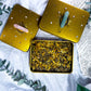 Golden Radiance Tea | Good Fortune Herbal Tea in Gold Crystal Tin with Green Aventurine or Rose Quartz
