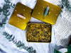 Golden Radiance Tea | Good Fortune Herbal Tea in Gold Crystal Tin with Green Aventurine or Rose Quartz