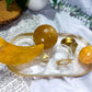Sunrise Moon | Yellow Calcite, Golden Healer and Citrine Altar Tray with Tealight and Tarot Holder, Crystal Altar Decor, Spiritual Home Decor