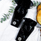 Coffin Altar Tray | Black Metal Witchcraft Altar with Onyx Moon, Smoky Quartz, Mirror, and Candle Holder
