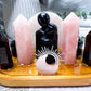 Rose Quartz & Obsidian Lovers Mini Altar | Crystal Chime Candle & Incense Holder | Handmade Love Altar | 7.5 x 4.5 Inch